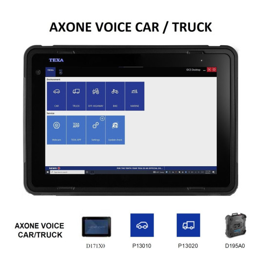 Инструменти AXONE NEMO VOICE - диагностичен таблет с 13.3 multi-touch дисплей ; TEXA D171X0 (D171X0) на марката TEXA ще намерите в DalkoMotors.com КОД:D171X0 / AXONE NEMO VOICE - диагностичен таблет с 13.3 multi-touch дисплей ; TEXA D171X0 / AXONE NEMO VOICE - диагностичен таблет с 13.3 от TEXA категория Бордова диагностика от DalkoMotors.com
