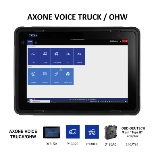 Инструменти AXONE NEMO VOICE - диагностичен таблет с 13.3 multi-touch дисплей ; TEXA D171X0 (D171X0) на марката TEXA ще намерите в DalkoMotors.com КОД:D171X0 / AXONE NEMO VOICE - диагностичен таблет с 13.3 multi-touch дисплей ; TEXA D171X0 / AXONE NEMO VOICE - диагностичен таблет с 13.3 от TEXA категория Бордова диагностика от DalkoMotors.com