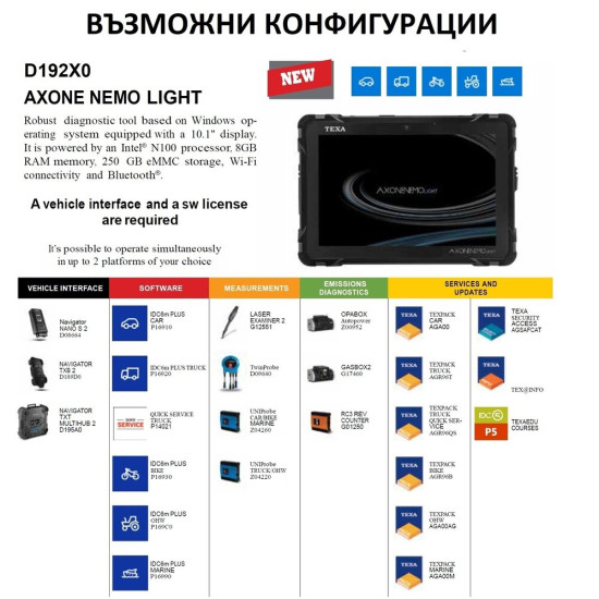 Инструменти AXONE NEMO LIGHT - диагностичен таблет с 10.1 multi-touch дисплей ; TEXA D192X0 (D192X0) на марката TEXA ще намерите в DalkoMotors.com КОД:D192X0 / AXONE NEMO LIGHT - диагностичен таблет с 10.1 multi-touch дисплей ; TEXA D192X0 / AXONE NEMO LIGHT - диагностичен таблет с 10.1 от TEXA категория Бордова диагностика от DalkoMotors.com