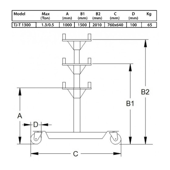 КОД:C932052 / TJ-T1300 Трансмисионен крик с товарподемност 1300 кг / 14573 от  категория Трансмисионни стойки от DalkoMotors.com