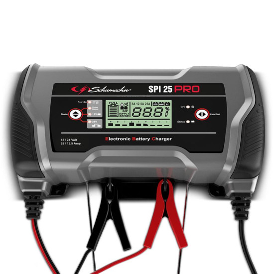 Инструменти SPI PRO 25 - Зарядно устройство за акумулатори 12-24V (809040) на марката Schumacher Europe SPRL ще намерите в DalkoMotors.com КОД:809040 / SPI PRO 25 - Зарядно устройство за акумулатори 12-24V / 19139 от Schumacher Europe SPRL категория Зарядни устройства от DalkoMotors.com