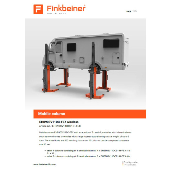 Инструменти Finkbeiner EHB903V11DC-FEX wireless - Мобилна колона електро-хидравлична 3 тона (EHB903V11DC01-H-FEX) на марката Walter Finkbeiner GmbH ще намерите в DalkoMotors.com КОД:EHB903V11DC01-H-FEX / Finkbeiner EHB903V11DC-FEX wireless - Мобилна колона електро-хидравлична 3 тона / 20163 от Walter Finkbeiner GmbH категория Мобилни колони от DalkoMotors.com