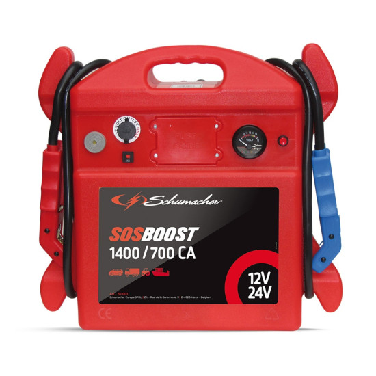 Инструменти SOS Бустер 12/24V-1400/700CA (761001) на марката Schumacher Europe SPRL ще намерите в DalkoMotors.com КОД:761001 / SOS Бустер 12/24V-1400/700CA / 20766 от Schumacher Europe SPRL категория Стартерни устройства (бустери) от DalkoMotors.com