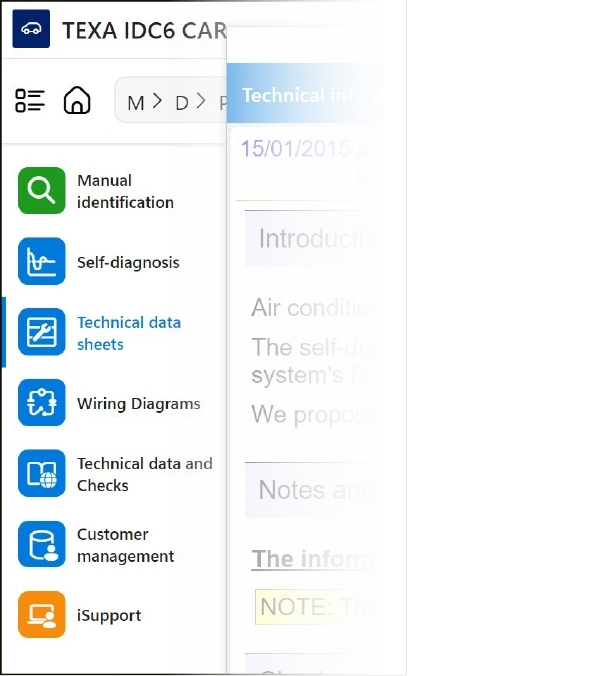 TEXA IDC6 диагностично меню